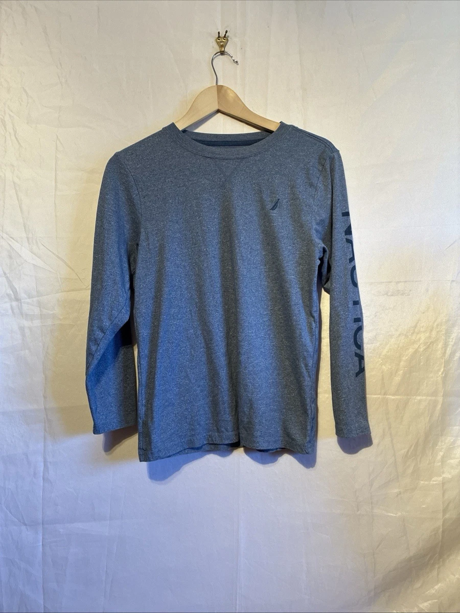 T-shirt Manches Longues Nautica Pour Garçon - Taille 10-12, 100% Coton, Bleu, Neuf Avec étiquettes