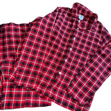 EUC Lands End Boys' Sz 16 Flannel 2pc Pajama Pants, Red Plaid, Christmas