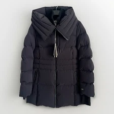 Soia And Kyo  Down Hooded Coat Womens Sz XS In Black $595