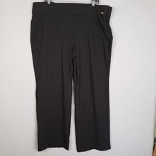 T Tahari Size 18W Wide Straight Leg Dress Pants Solid Black Office Professional