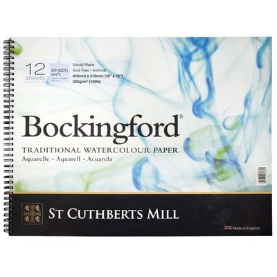 St. Cuthberts Mill Bockingford Watercolor Paper Spiral Pad - 16x12-inch White...