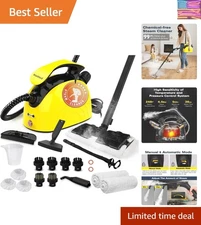 Multipurpose Steam Cleaner for Floors & Cars - 1.08L Tank, 21 Attachments, Safe