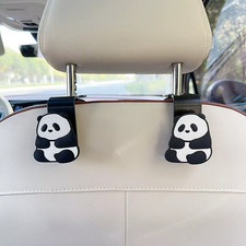 2Pcs Cute Cartoon Panda Car Seat Headrest Hook - Universal Vehicle Storage Organ