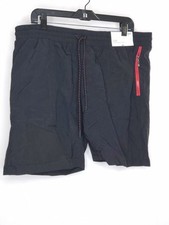 NWT Arizona Swim Trunk Large Black/Red Drawstring Elastic Waist Zipper Pocket