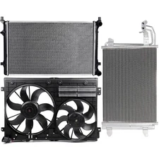 Radiator Condenser Cooling Fan Kit For Volkswagen 2008 GTI 2009-2010 Jetta