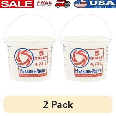 5 Quart Mixing Bucket Pre-marked Measurements Easy Clean Plastic Container 2Pack