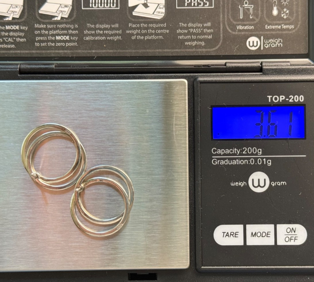 Sterling Silver 925 Interlocking Double Circle Ea… - image 7