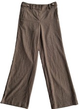 Talbots Greenwich Pant 2 Brown Houndstooth High Waist Wide Leg Trousers