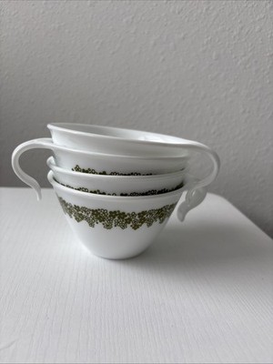 Set of 4 Corelle by Corningware Spring Blossom Green Crazy Daisy Hooked Mugs