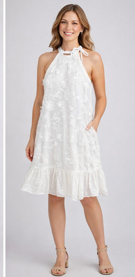 SABA White Embroidered Frill Mini Dress Size 8 Summer Party Dress