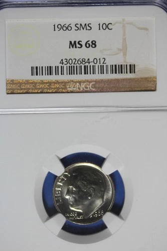 1966 SMS NGC 5C MS68 ROOSEVELT DIME #B50828