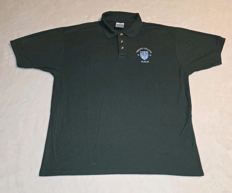 Trinity College Dublin 1592 Green Mens Collared Polo Shirt XL Embroidered - Image 2 of 4