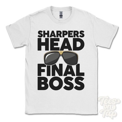 SHARPERS HEAD FINAL BOSS T-SHIRT lustiges Weihnachtsgeschenk Salcombe Devon England Ibiza