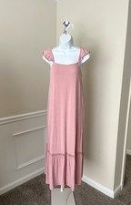 ASOS Pink Sleeveless Embroidered Midi Maxi Shift Dress Viscose Knit Women’s 2