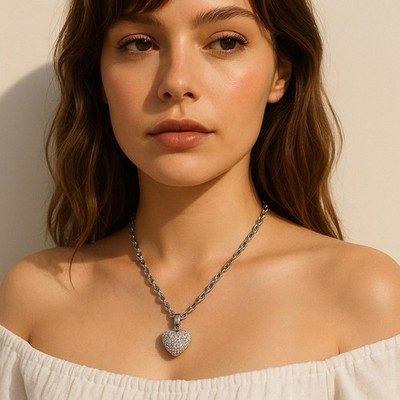 Vintage Christian Dior ''Oui'' Heart Charm Necklace