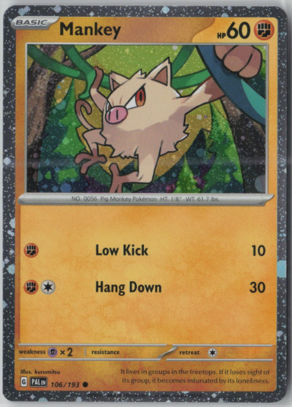 Pokemon - Mankey 106/193 - Cosmos Holo  - Paldea Evolved - NM/M
