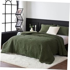 Reversible Chenille Cotton Bedding King Size Comforter King/Cal King Green