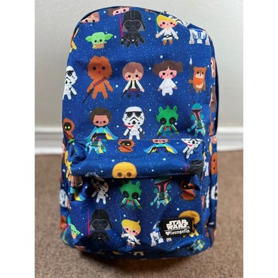 Loungefly Star Wars Backpack Chibi Characters Blue Canvas Good Preowned