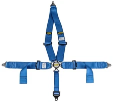 JEGS 70114 Blue Cam Lock Ultra Series Harness 5-Point Design Pull Down V-Type