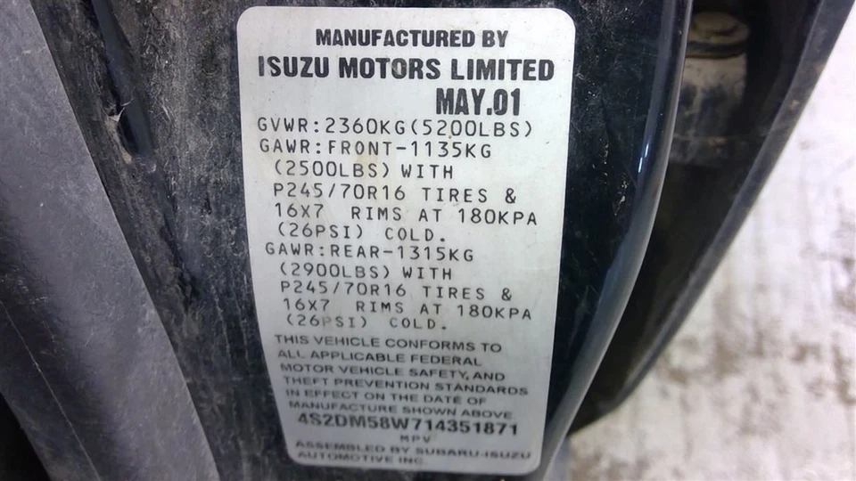 Seat Belt Front Bucket Seat Driver Retractor Fits 98-02 ISUZU RODEO 1681923 Foto 4 de 4