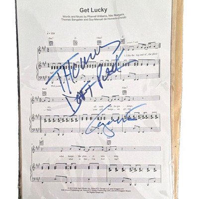 Autographed ''Get Lucky'' Sheet Music Page by Daft Punk (Authenticated)