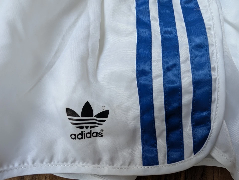 ADIDAS NEU Glanz Nylon Sprinter Shorts weiß D7 Vintage Laufen Sport Retro Gym - Bild 3 von 4