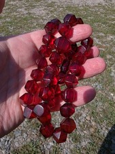 Art Deco Bakelite Necklace Cherry Amber Bakelite Star Dust Faceted Beads