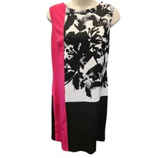Nine West Women's A-line sz 2 Colorblock Floral Dress sheath pink black career