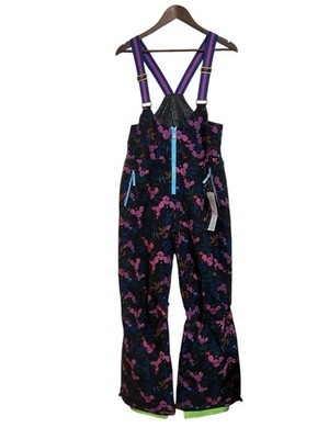 Roxy X Rowley PrimaLoft Insulated Bib Pant Black Floral Medium NWT