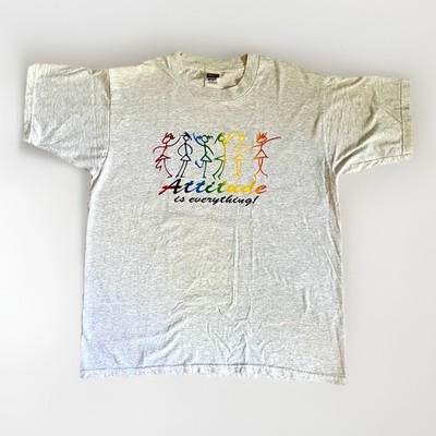 VTG Fruit Of The Loom Best T Shirt Unisex Large Gray Attitude Is Everything 90s