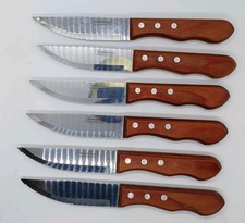 Set Of 6 Tramontina 5" Jumbo Steak Knife Red Handle ~ Brazil ~ Texas Roadhouse