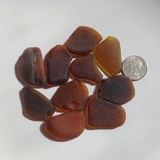Amber Brown Sea Glass, 10 XL Thick and Frosty Pcs, Genuine Surf Tumbled, NYC