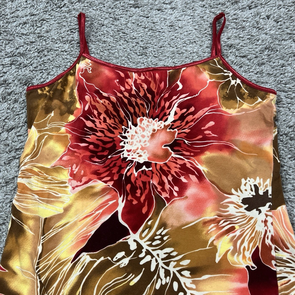 Vintage Y2K 00s Colorful Hibiscus Flower Retro Camisole Top