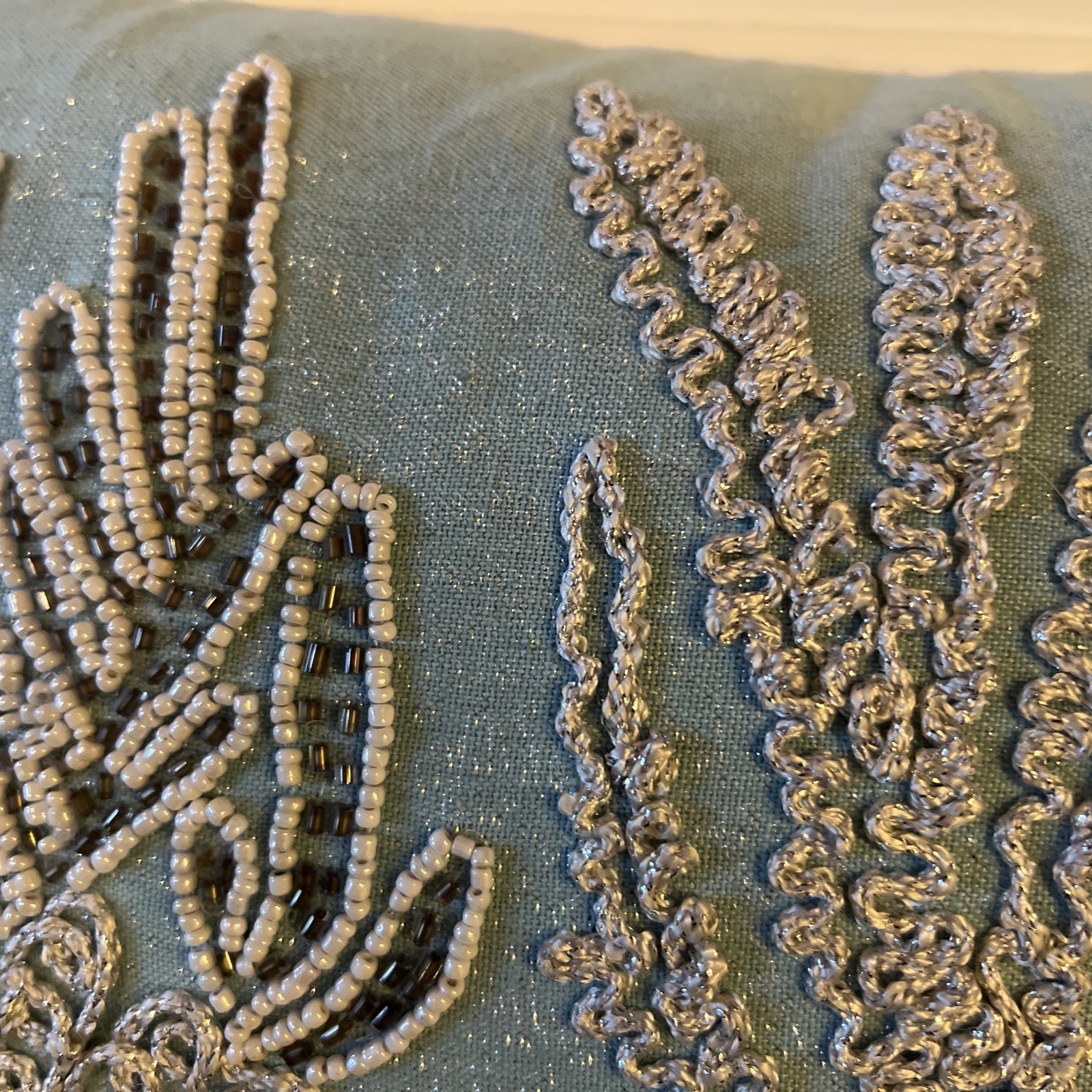 Coastal Collection Coral Pillow Beaded Decor Beach Ocean Blue lumbar 25 x 14”