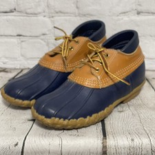 LL Bean Maine Hunting Shoe Navy Blue Low Rubber Duck Boots Women's 7 M