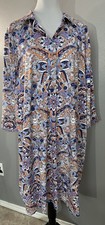 Talbots Womens Petite Plus Sz 3XP Dress Paisley MIDI Pullover Sheath 3/4 Sleeve