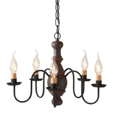 COUNTRY CHANDELIER 5 Candelabra WOOD & METAL Ceiling Light  Americana Espresso