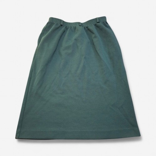 Vintage Alfred Dunner Green A-Line Skirt Size 16 USA Made Elastic Waist Pockets - Picture 2 of 7