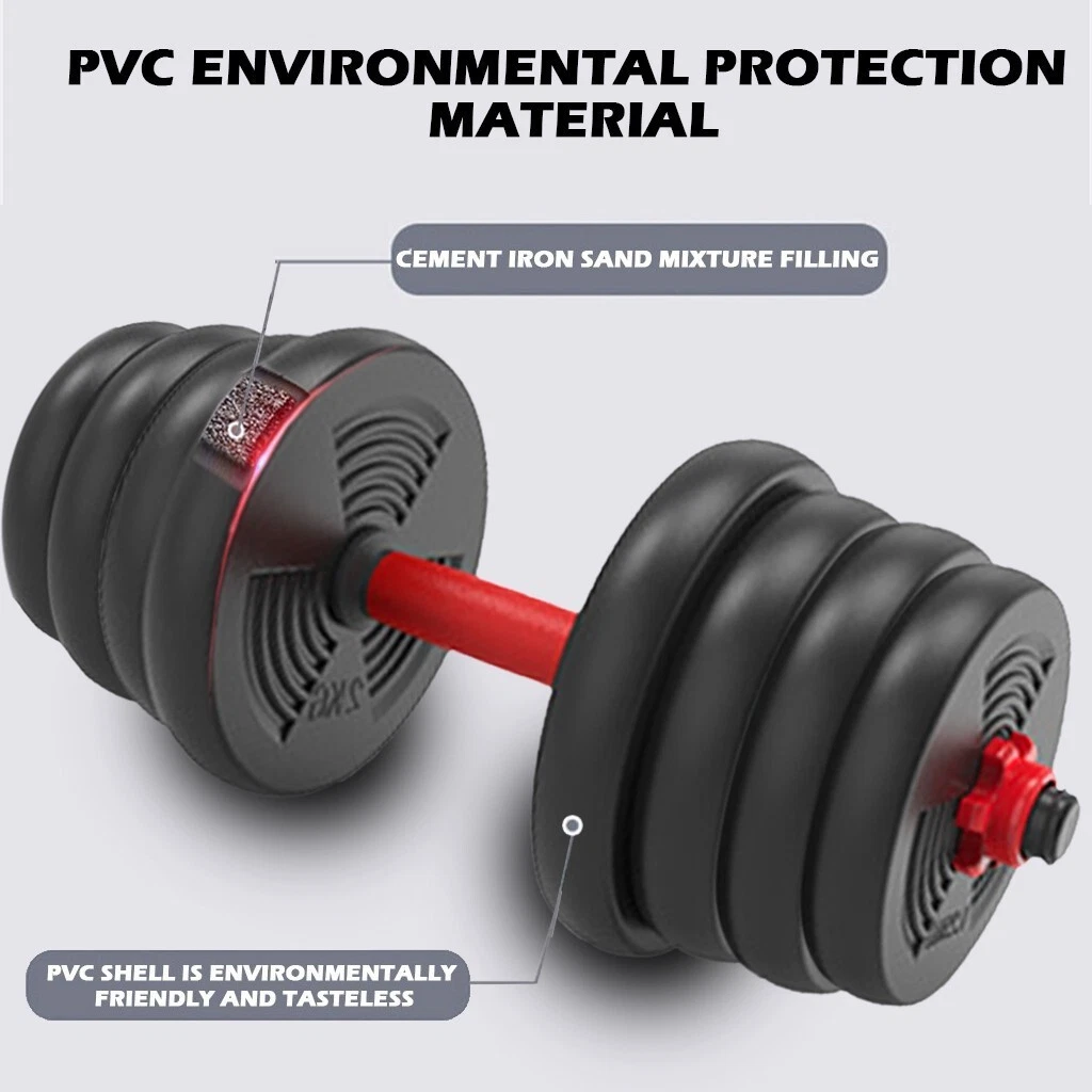Adjustable Weight To 30KG 66lbs Dumbbell Barbell Set Home