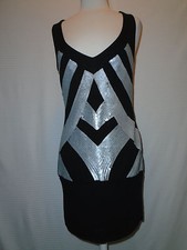 XOXO Womans Black & Silver Embellished Dress Size Medium