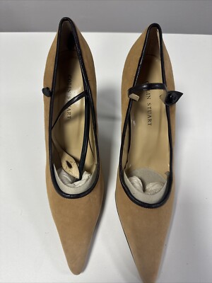 Colin Stuart Women High Heel Taupe/Brown Shoes Fabric and Leather Size 8.5M