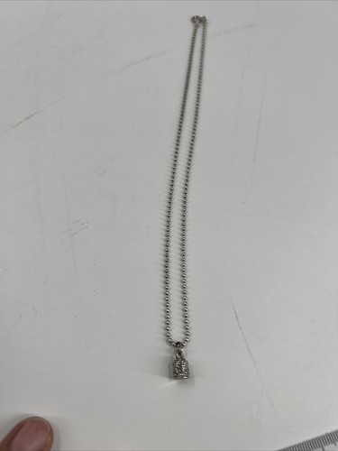 Italy 925 Sterling Silver Round Ball Chain Necklace & Etched Bell shaped pendant - Picture 12 of 18