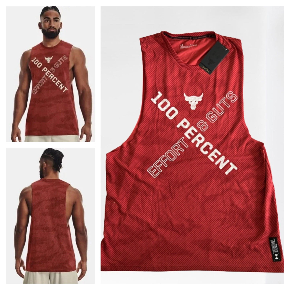 Under Armour Project Rock 100 Percent Tank Top Heritage Red