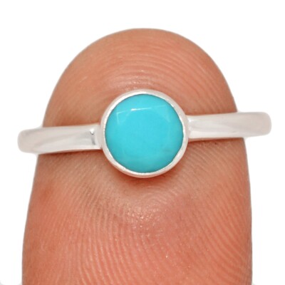 Natürlicher Kingman Türkis 925 Sterling Silber Ring Schmuck Gr.7,5 CR67512