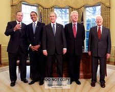 GEORGE W. BUSH WITH BARACK OBAMA AND FORMER P...