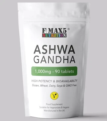 FORMULA MAX5 NUTRITION Ashwagandha Extract 1000mg Tablets Stress Fatigue Anxiety Relief Vegan UK Made