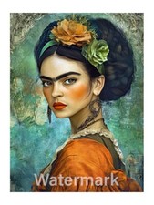 Frida Kahlo Portrait Cotton Fabric Crazy Quilt Block Sewing Quilting 20B