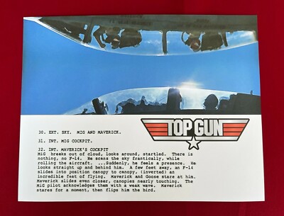 Top Gun ''Maverick Flips Off MiG'' Script Art - 8.5 x 11