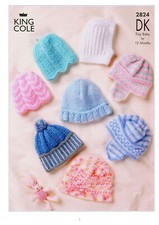 Knitting pattern 3859.   Baby hats, bonnets, balaclava.  Prem-12 mths.  DK