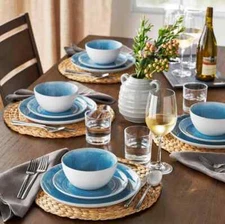 Member's Mark Artisan Dinnerware Set 12-Piece - Blue - New - Free shipping